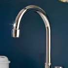 3 Hole Bathroom Sink Tap in Brass with High Spout and Drain - Ercolina Viadurini