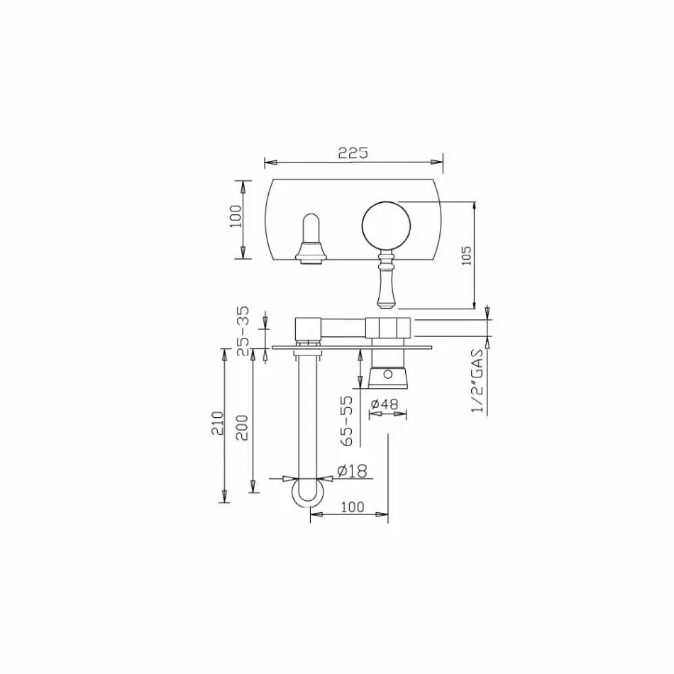 Made in Italy Design Single Plate Wall Mixer Tap - Neno Viadurini