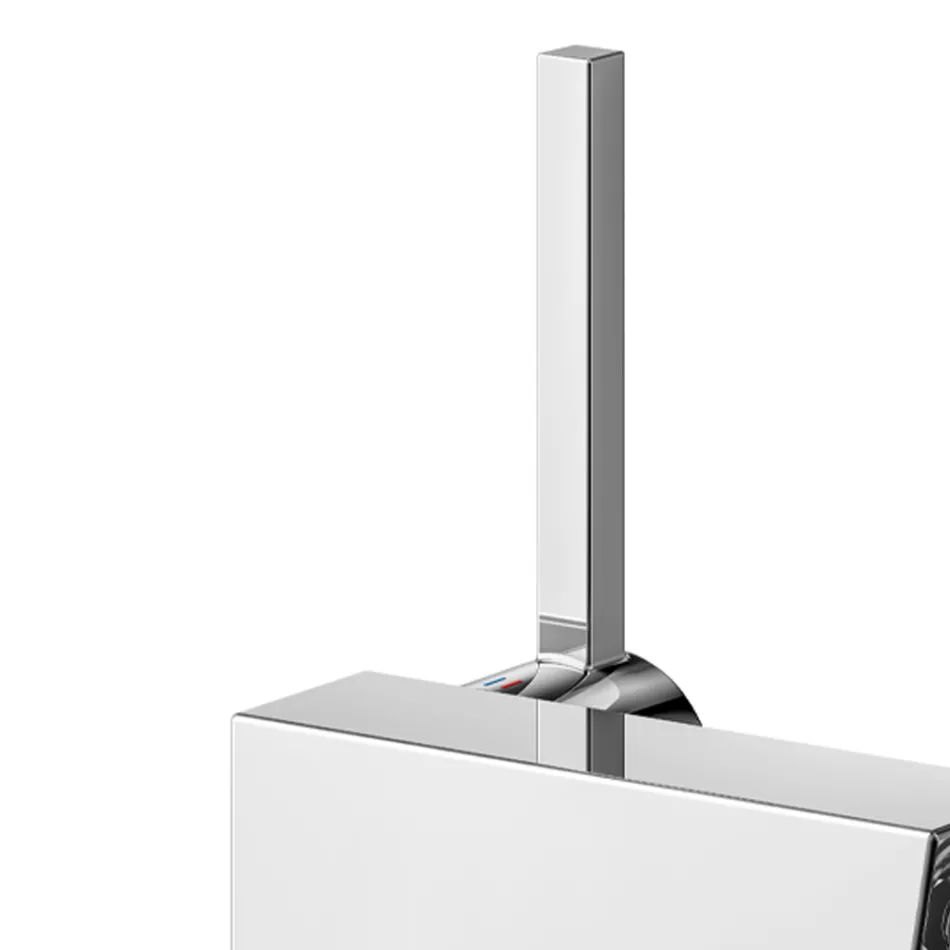 Bidet Single Lever Mixer Tap with Squared Design Drain - Erik Viadurini