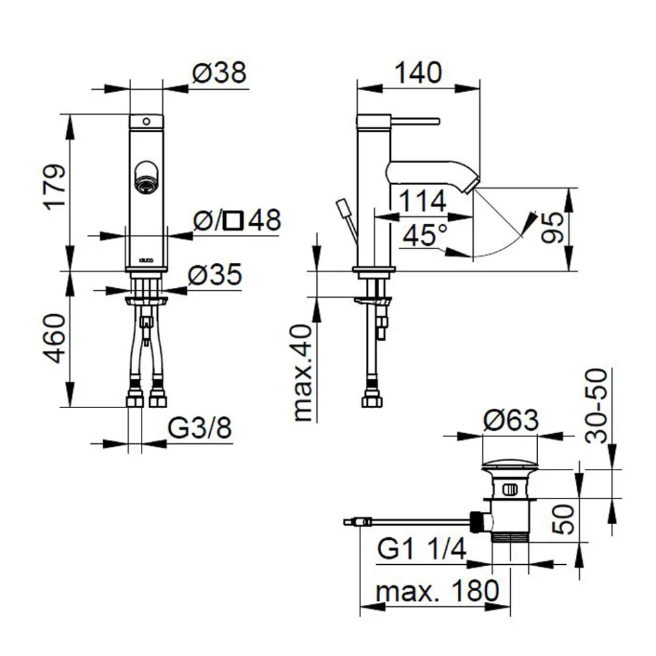 Single Lever Basin Mixer Tap Brass Round Design - Antilio Viadurini