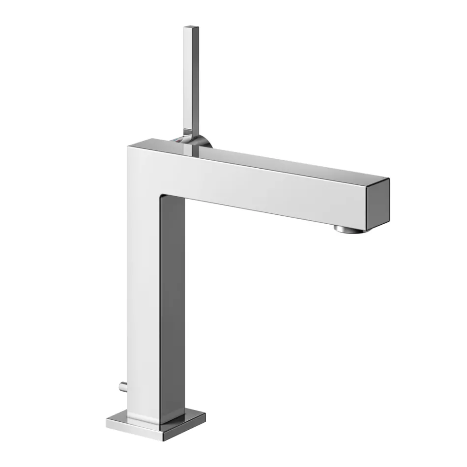 Square Design Brass Single Lever Basin Mixer Tap - Erik Viadurini