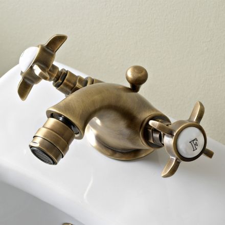 Single Hole Classic Bidet Tap in Brass and Butterfly Handles - Miriano Viadurini
