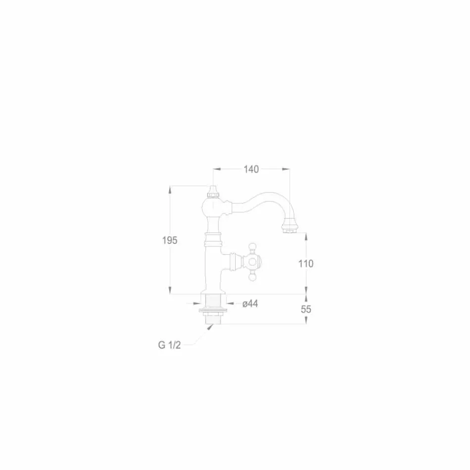 Design Mono-water Bathroom Basin Faucet in Brass Made in Italy - Binsu Viadurini