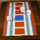 Hand Painted Hemp Runner Italian Art Unique Piece - Brands Viadurini