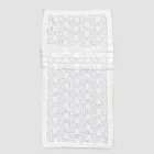White Runner in Crochet Lace Embroidery and Cotton Blend Border - Giangi Viadurini
