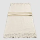 Linen Table Runner with Lace, Luxury Design in 2 Colors - Farnese Viadurini