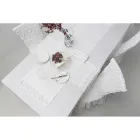 Linen Table Runner with White Lace Italian Luxury Quality - Farnese Viadurini
