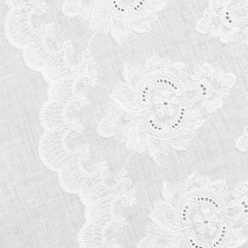 100% Linen Table Runner with Italian Luxury Design Embroidery - Jujube Viadurini