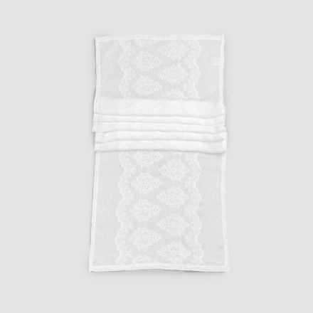 100% Linen Table Runner with Italian Luxury Design Embroidery - Jujube Viadurini