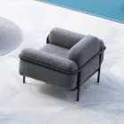 Outdoor Living Room with Sofa and 2 Armchairs in Fabric Made in Italy - Suki Viadurini