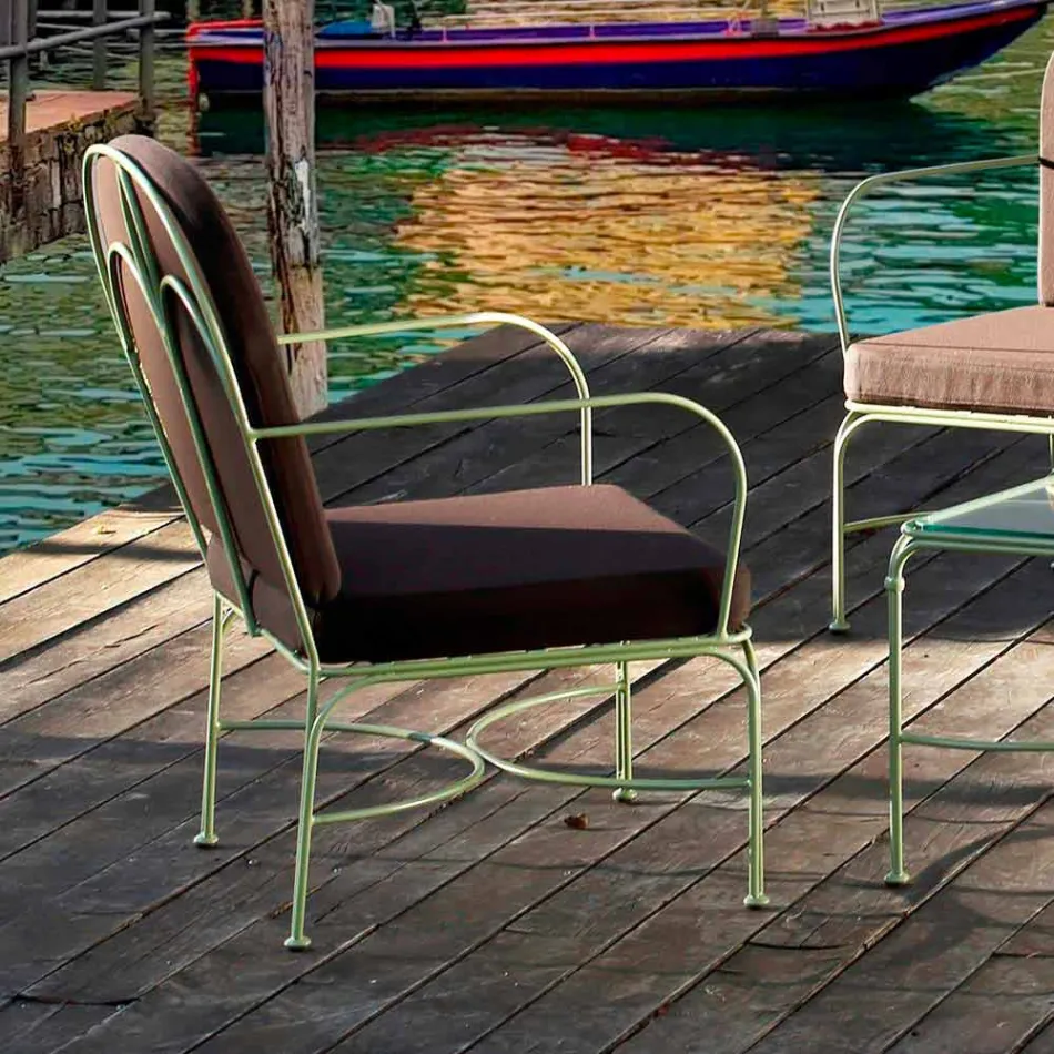 Outdoor Lounge with Handmade Iron Structure Made in Italy - Melinda Viadurini