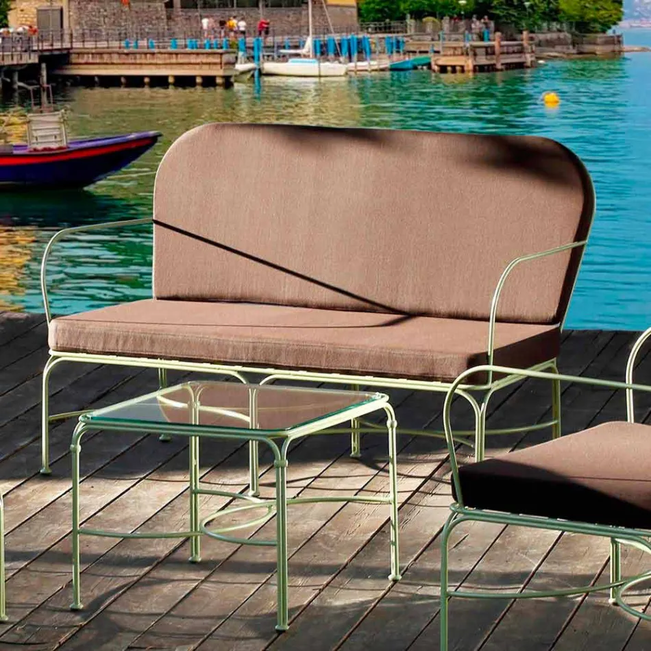 Outdoor Lounge with Handmade Iron Structure Made in Italy - Melinda Viadurini