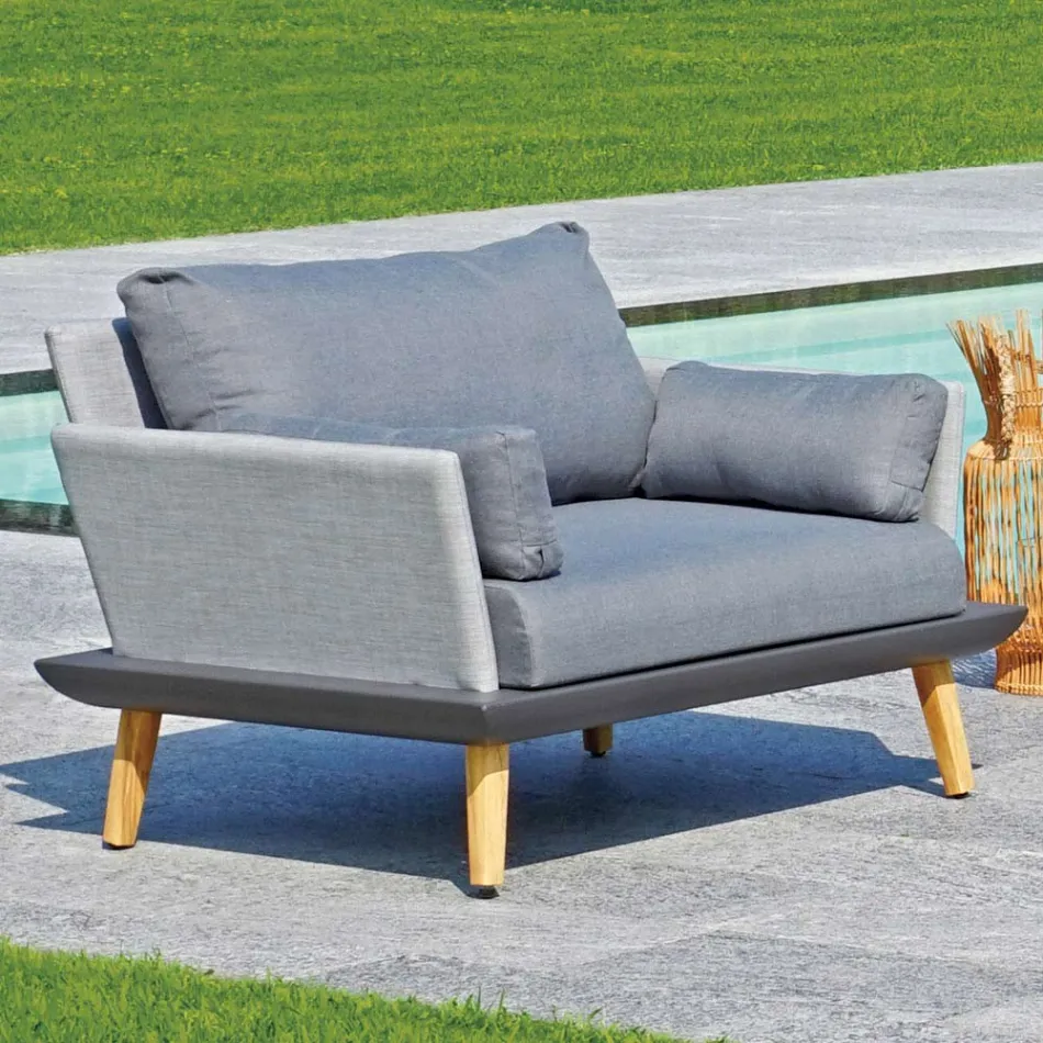 Garden Lounge with Anthracite Gray Aluminum Structure - Fouquer Viadurini