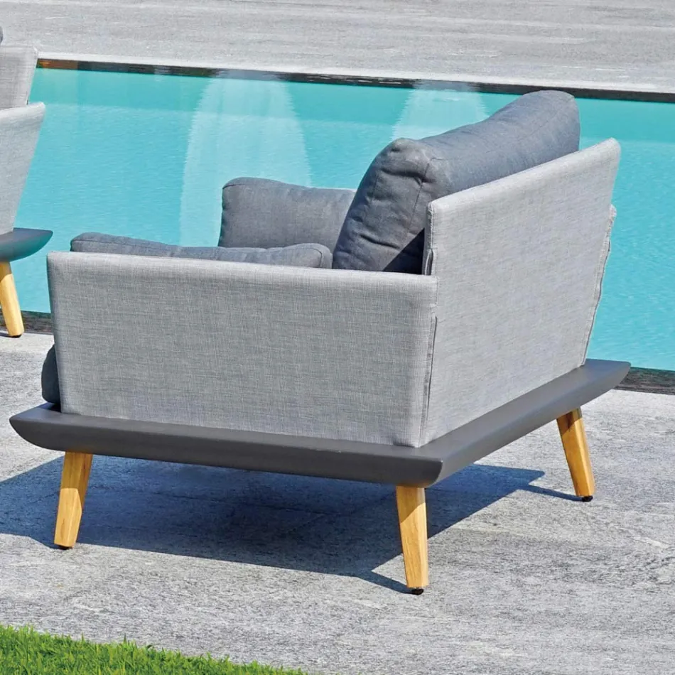 Garden Lounge with Anthracite Gray Aluminum Structure - Fouquer Viadurini
