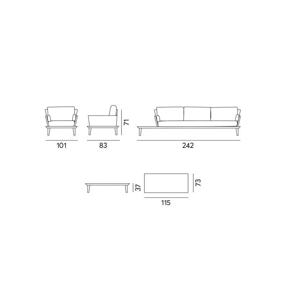 Garden Lounge with Anthracite Gray Aluminum Structure - Fouquer Viadurini
