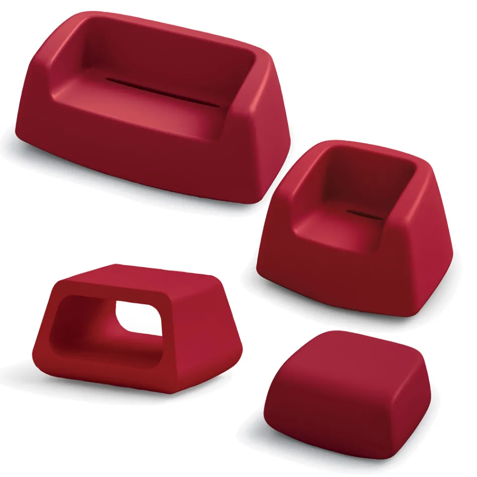 Garden Lounge in Colored Polyethylene Made in Italy 4 Pieces - Nibs Viadurini