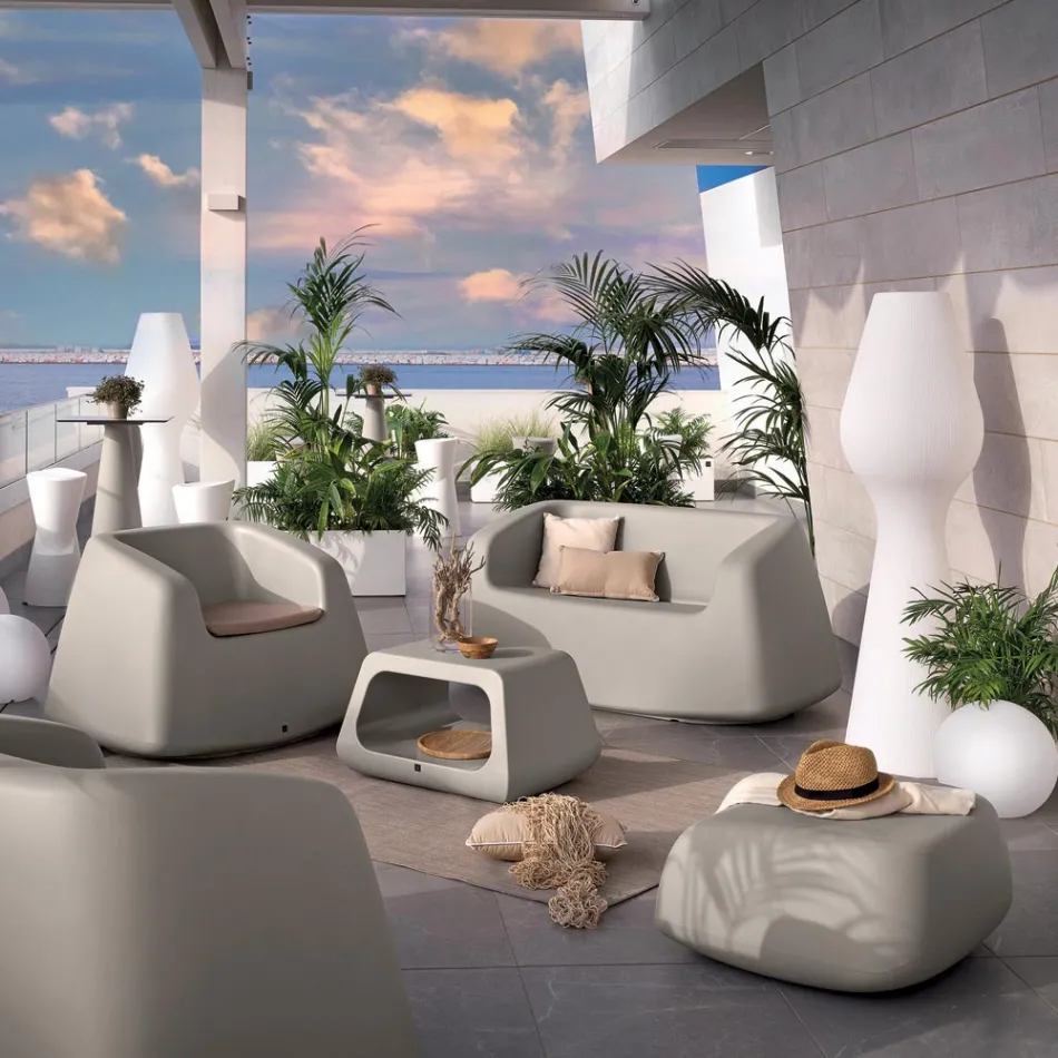 Garden Lounge in Colored Polyethylene Made in Italy 4 Pieces - Nibs Viadurini