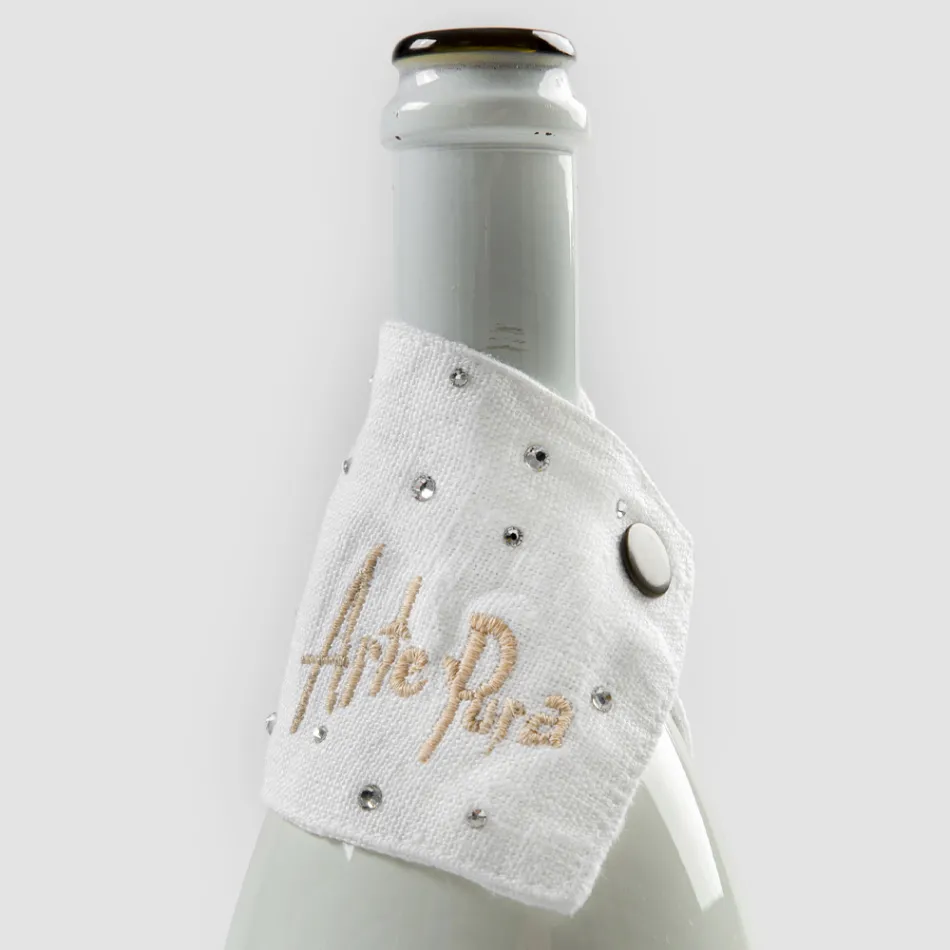 White or Black Linen Drip Tray with Embroidery and Crystals 2 Pieces - Salvino Viadurini