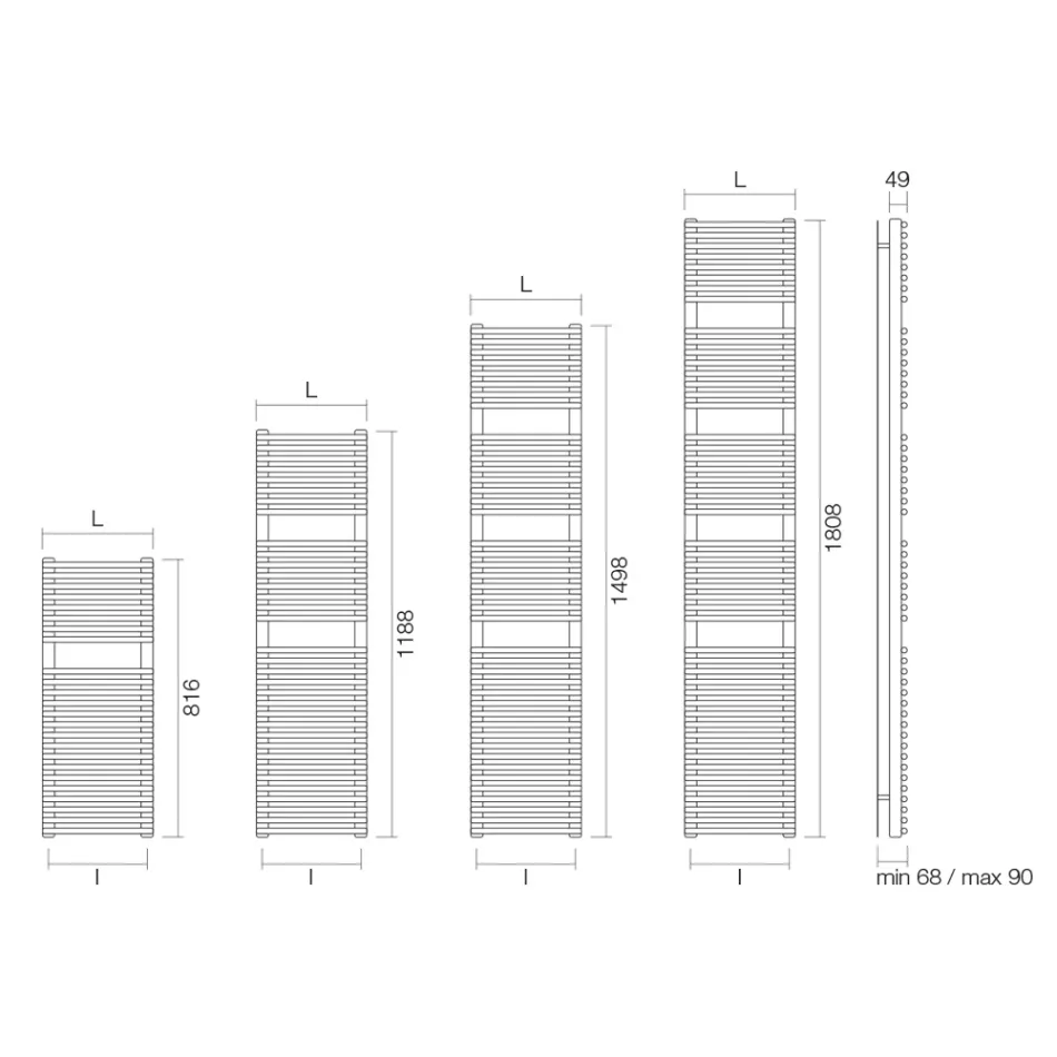 Towel Warmer with Mixed System and Steel Structure Made in Italy - Sciroppo Viadurini