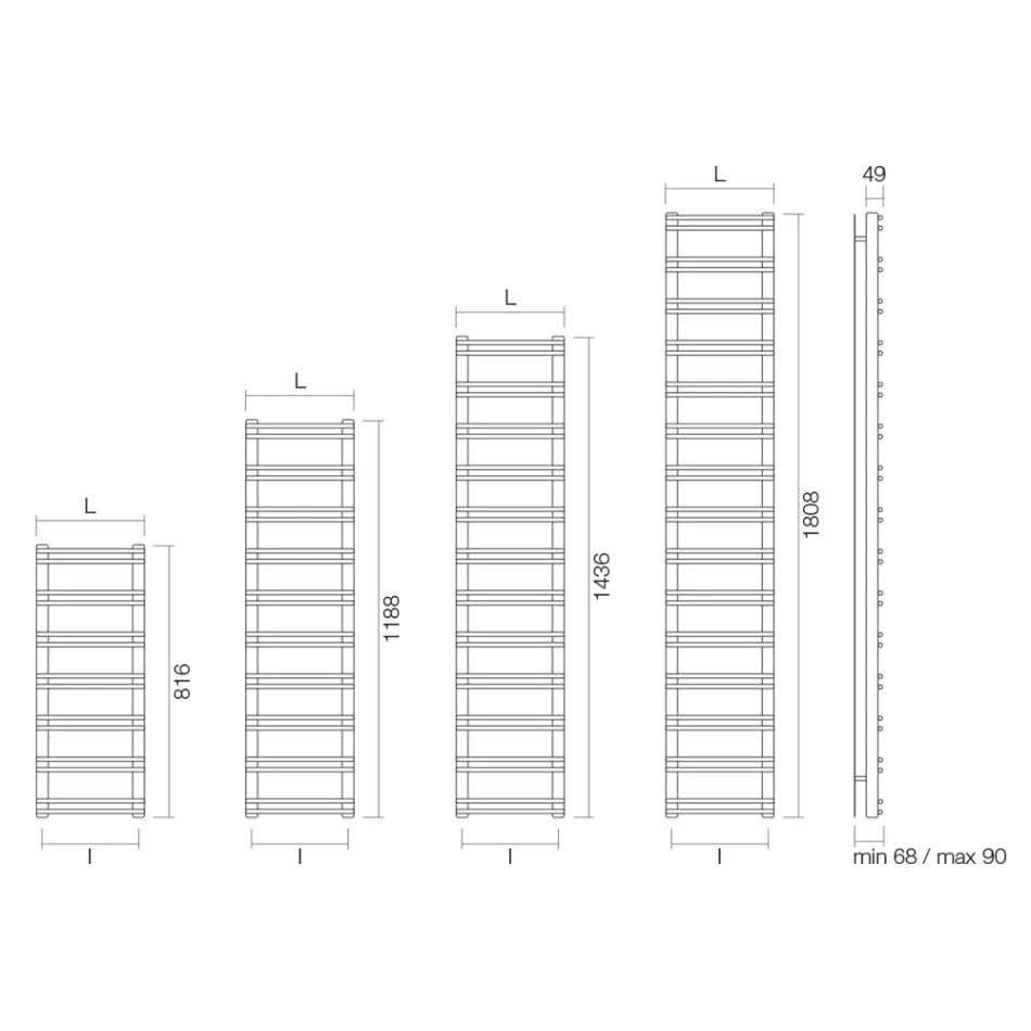 Praline Carbon Steel Mixed System Towel Warmer Viadurini