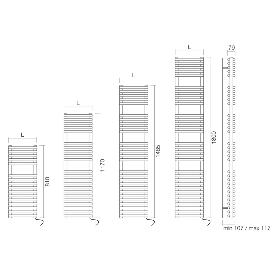 Electric Towel Warmer with 4 Horizontal Elements Made in Italy - Meringa Viadurini