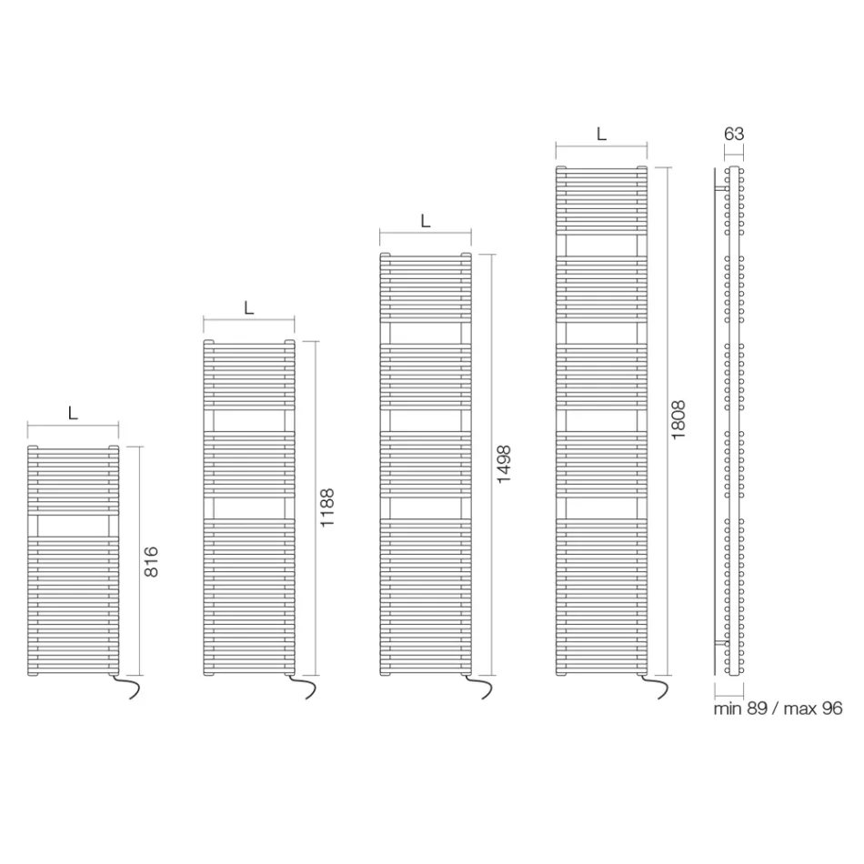 Electric Towel Warmer in Steel with Aluminum Finish, Made in Italy - Brioches Viadurini