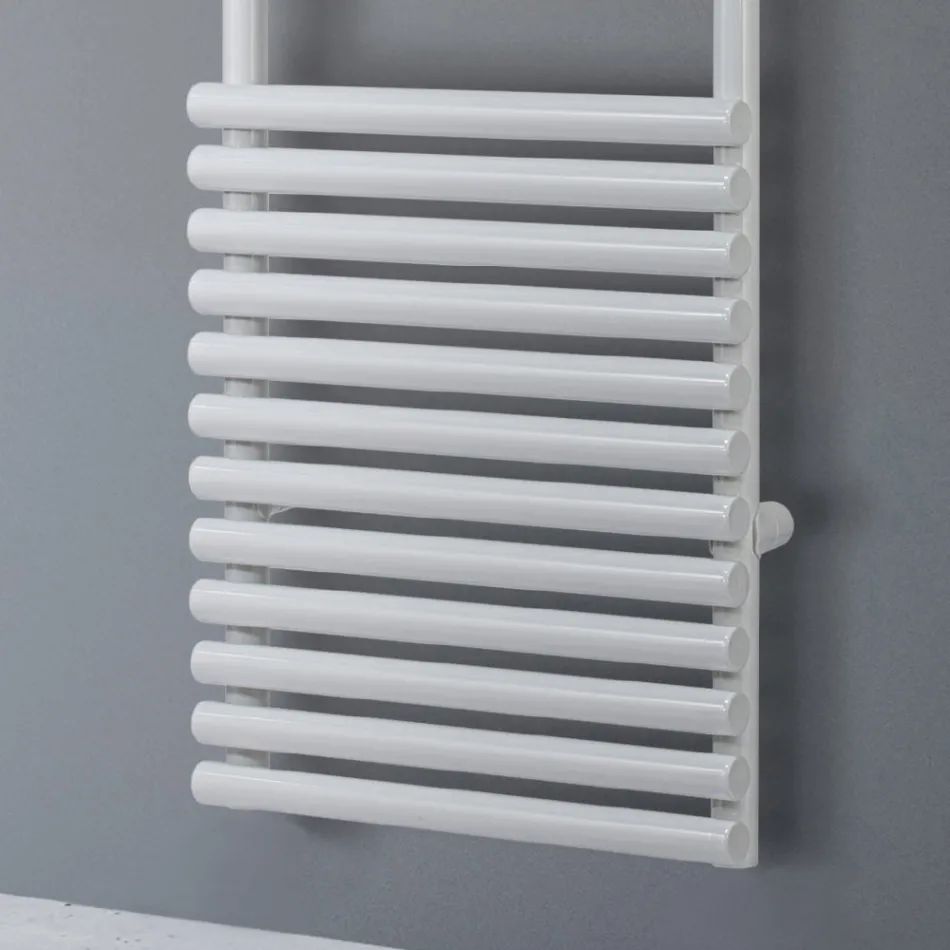 Electric Towel Warmer in Steel with a Pure White Finish, Made in Italy - Lemon Viadurini