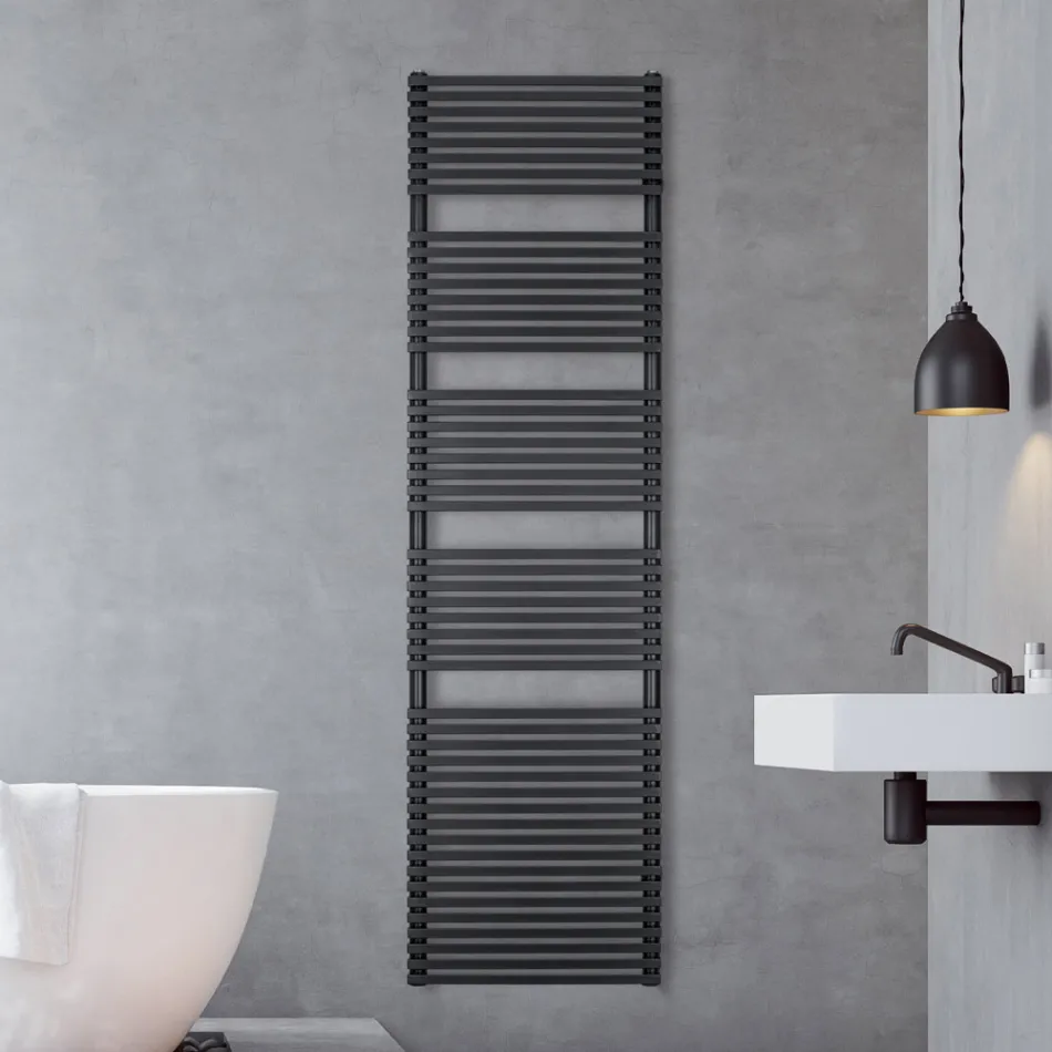 Electric Towel Warmer in Steel with a Jet Black Finish Made in Italy - Brownies Viadurini