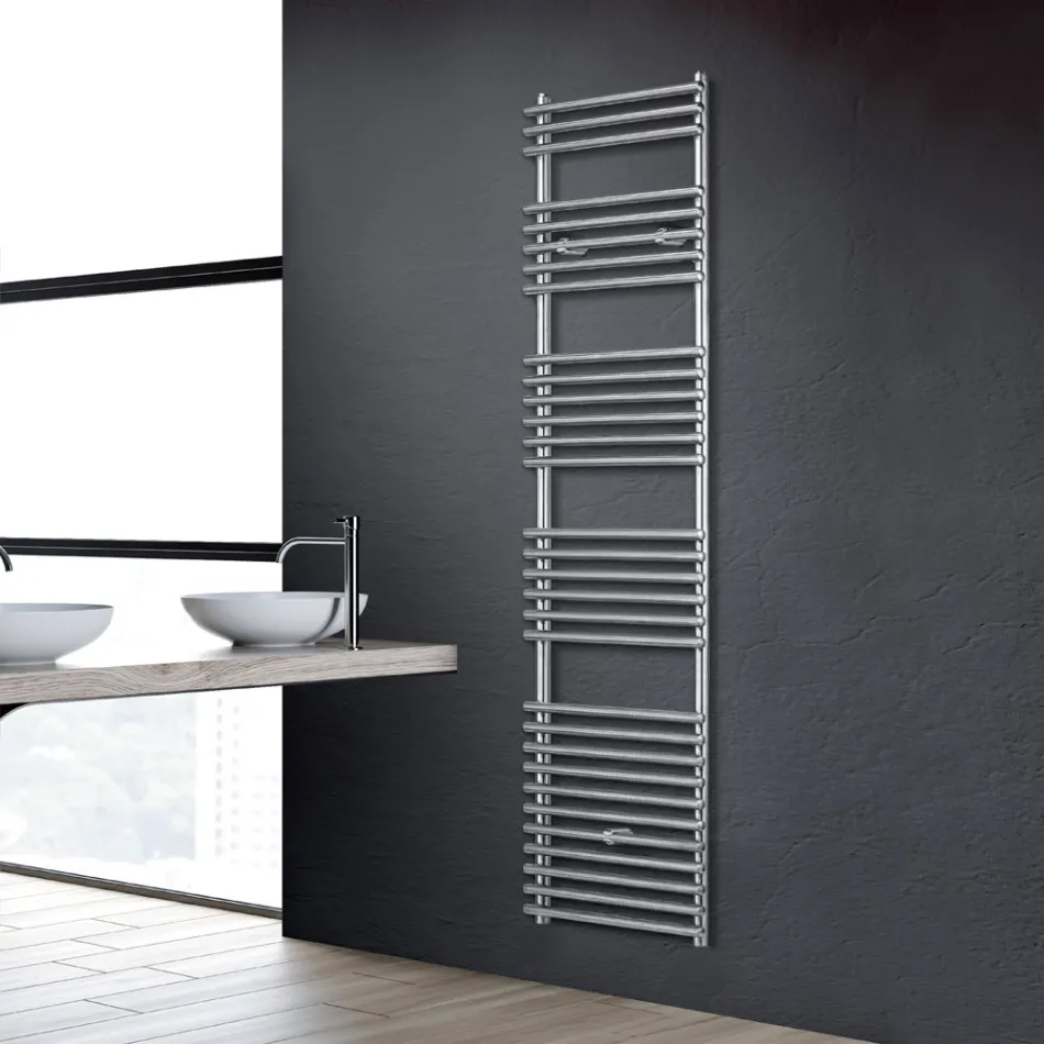 Electric Towel Warmer in Satin Finish Steel Made in Italy - Buccia Viadurini