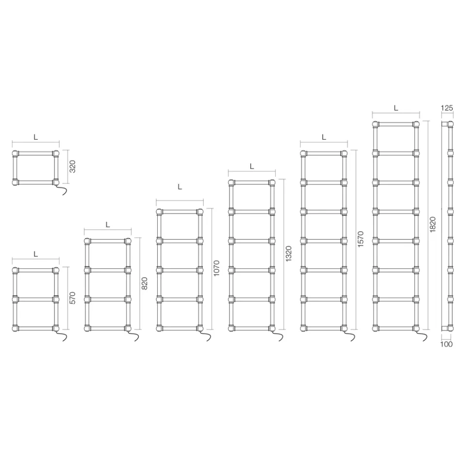 Electric Brass Towel Warmer with Connecting Balls Made in Italy - Ricotta Viadurini