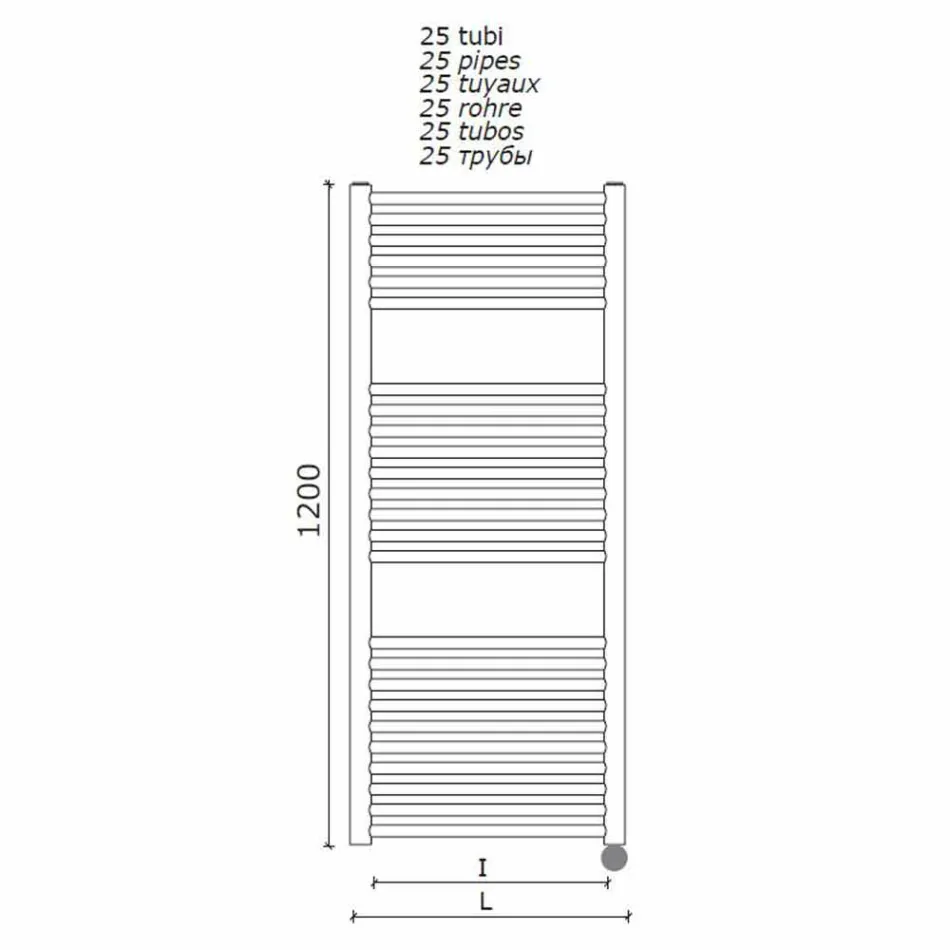 Electric Towel Warmer for the Bathroom Vertical Design in Steel 300 W - Italo Viadurini
