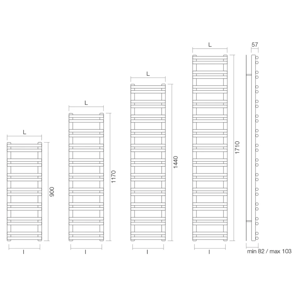 Amaretti Hydraulic Towel Warmer with Horizontal Elements Made in Italy Viadurini