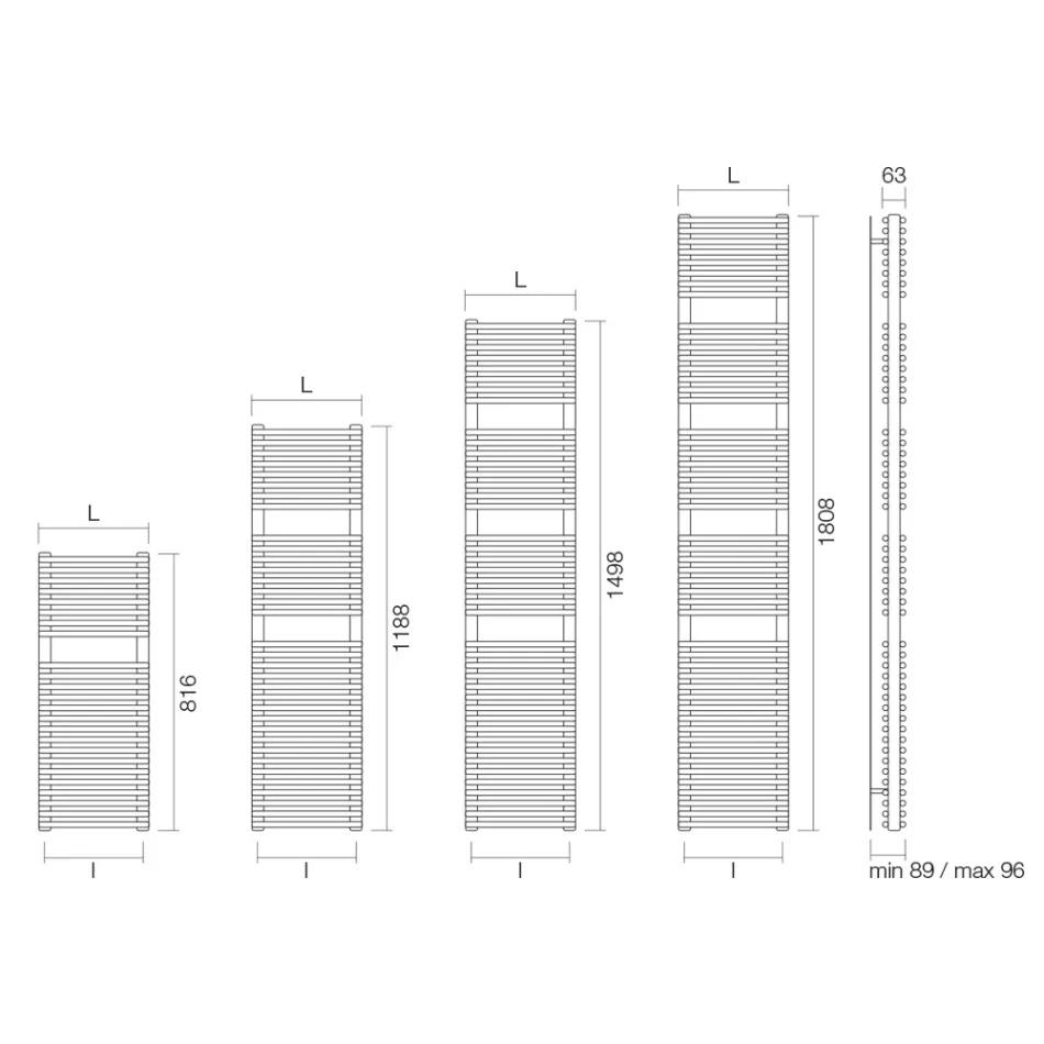 Hydraulic Towel Warmer in Steel with Aluminum Finish, Made in Italy - Brioches Viadurini