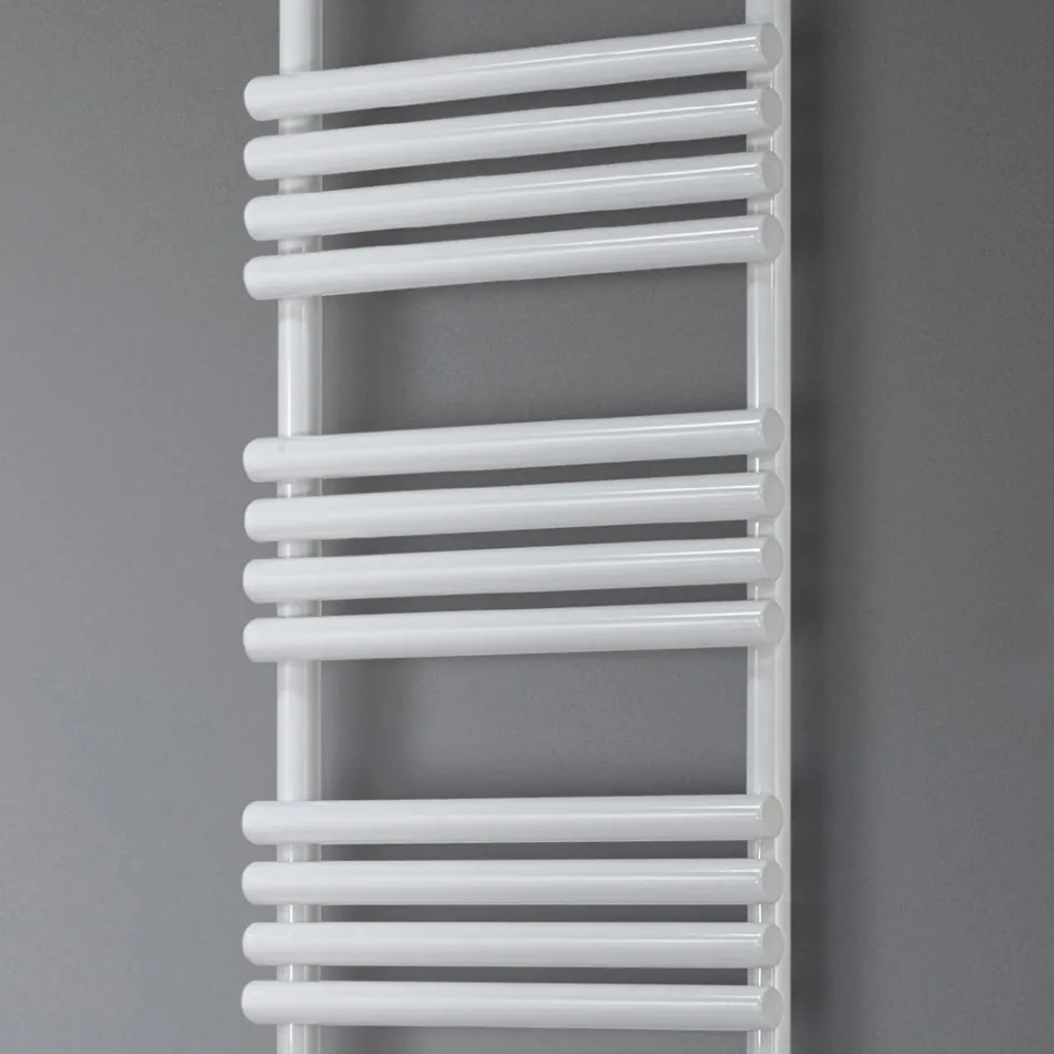 Hydraulic Steel Towel Warmer with Pure White Finish, Made in Italy - Lemon Viadurini