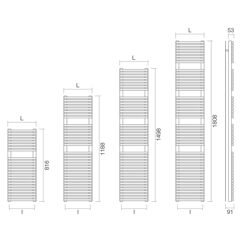 Brownies Hydraulic Steel Towel Warmer with Jet Black Finish Made in Italy Viadurini