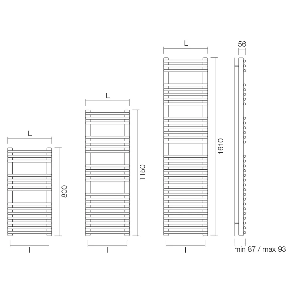 Hydraulic Towel Warmer in Steel with a Satin Finish Made in Italy - Buccia Viadurini