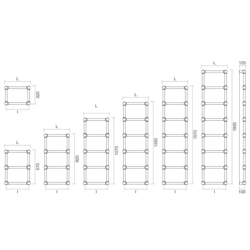 Hydraulic Brass Towel Warmer with Connecting Balls Made in Italy - Ricotta Viadurini