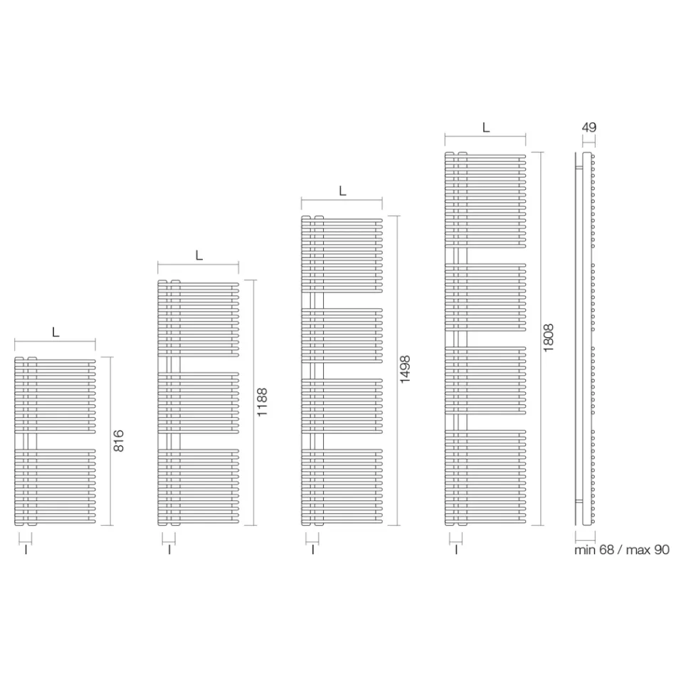 Carbon Steel Towel Warmer with Mixed System - Peanuts Viadurini