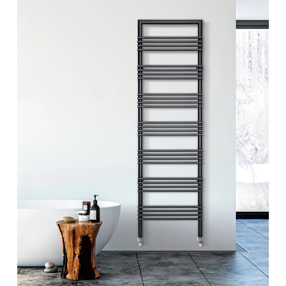 Steel Towel Warmer with Hydraulic System Made in Italy - Rum Viadurini