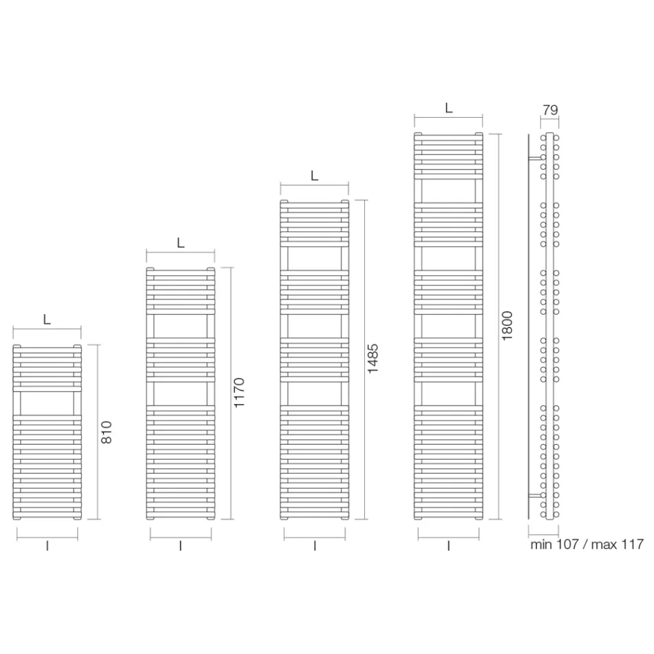 Mixed Towel Warmer with 4 Sets of Horizontal Elements Made in Italy - Meringa Viadurini