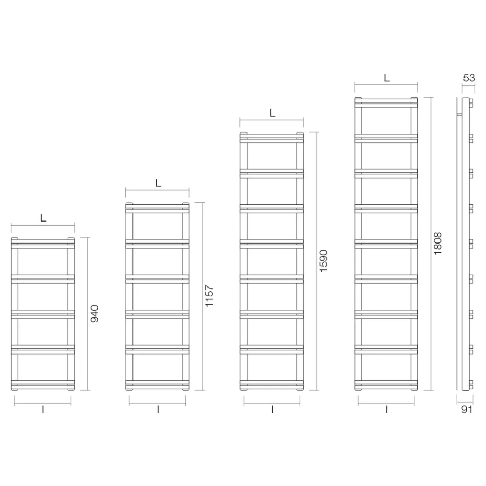 Mixed Towel Warmer with Vertical Collectors Made in Italy - Zenzero Viadurini