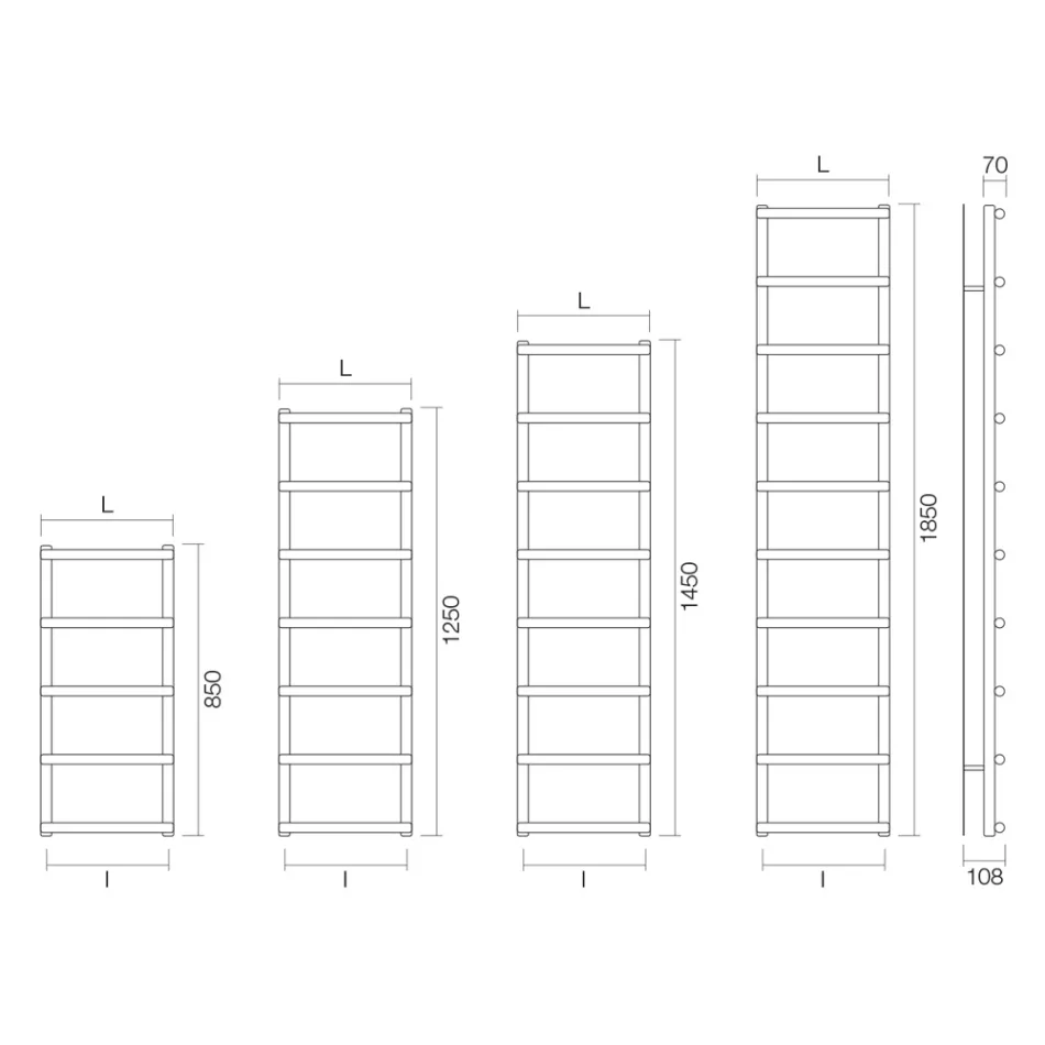 Mixed Towel Warmer with Circular Elements Made in Italy - Strawberry Viadurini