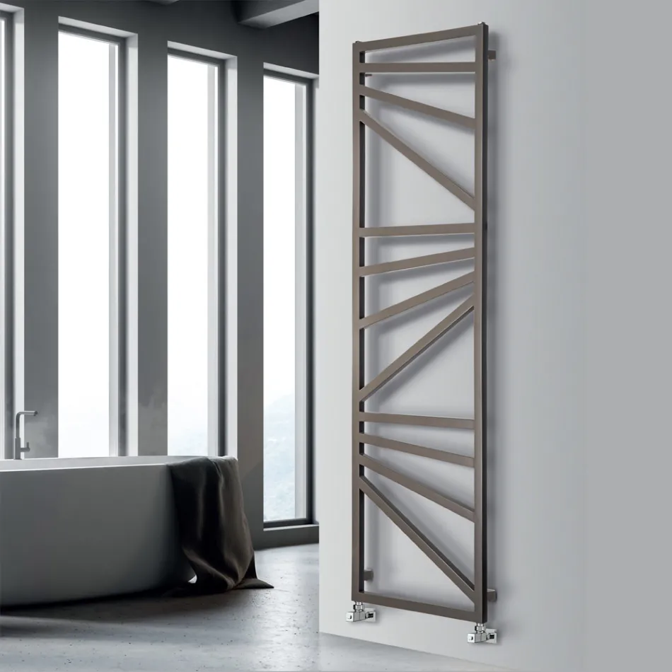 Mixed Towel Warmer with Square Elements Made in Italy - Almonds Viadurini