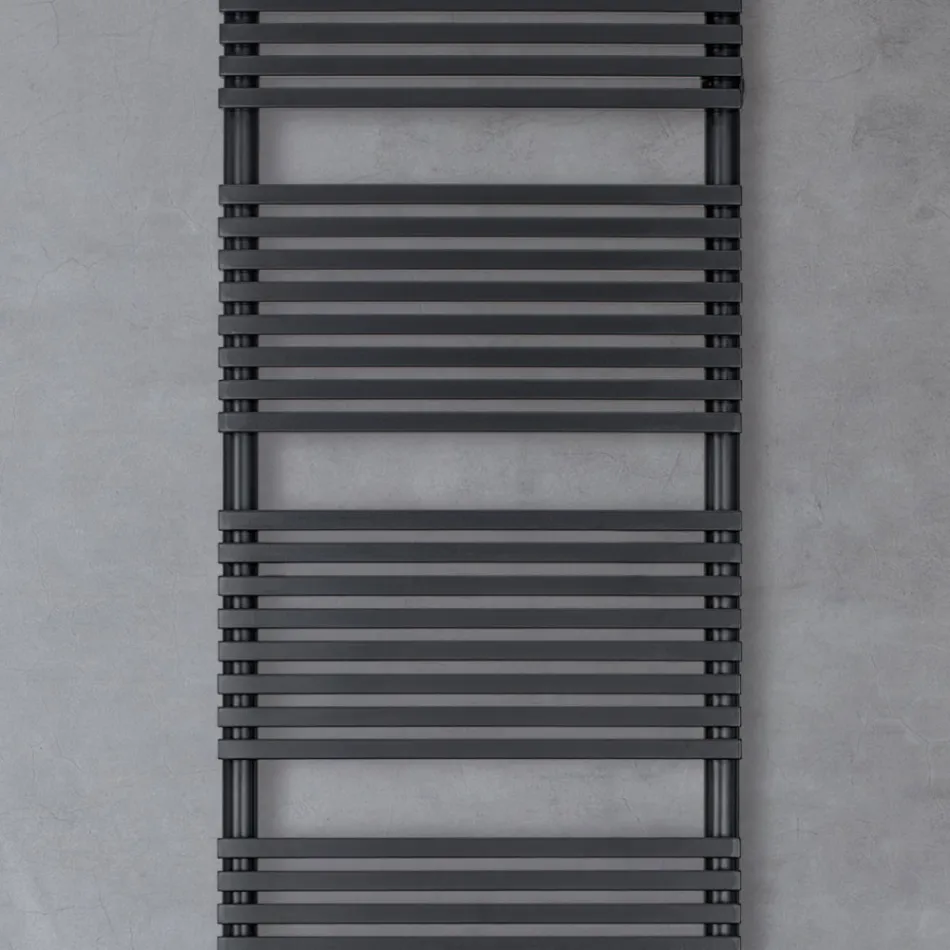 Brownies Mixed Steel Towel Warmer with Jet Black Finish Made in Italy Viadurini