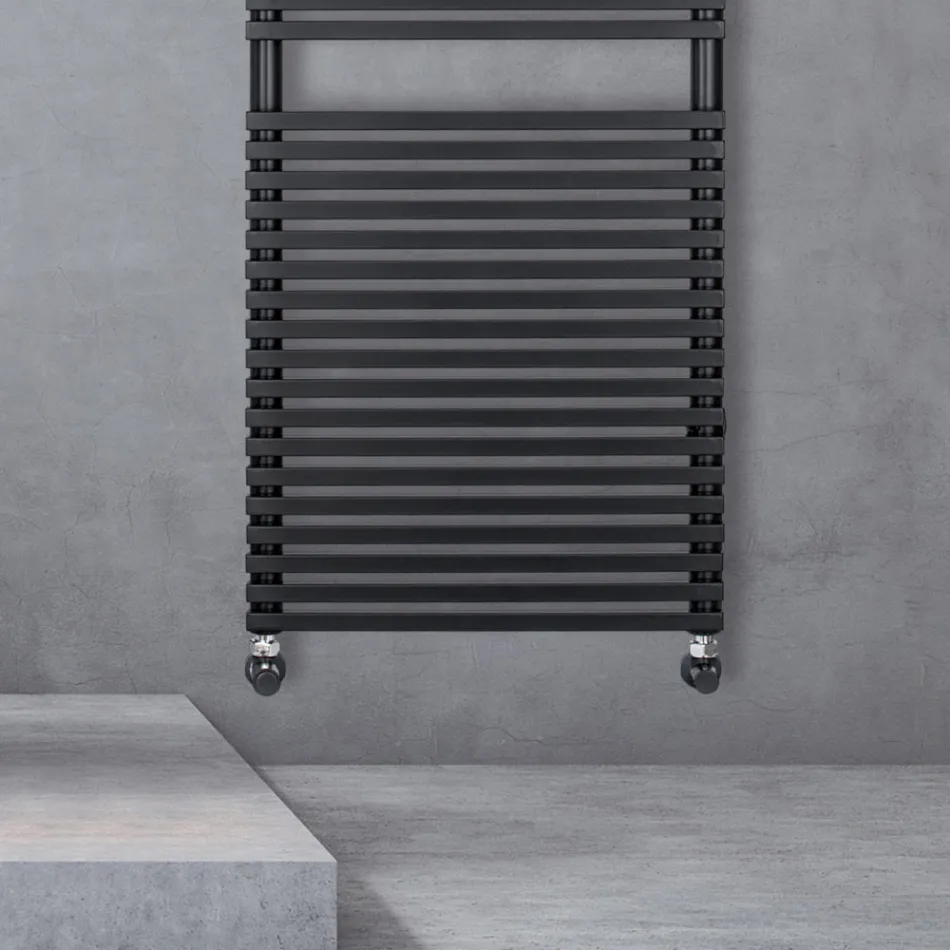 Brownies Mixed Steel Towel Warmer with Jet Black Finish Made in Italy Viadurini