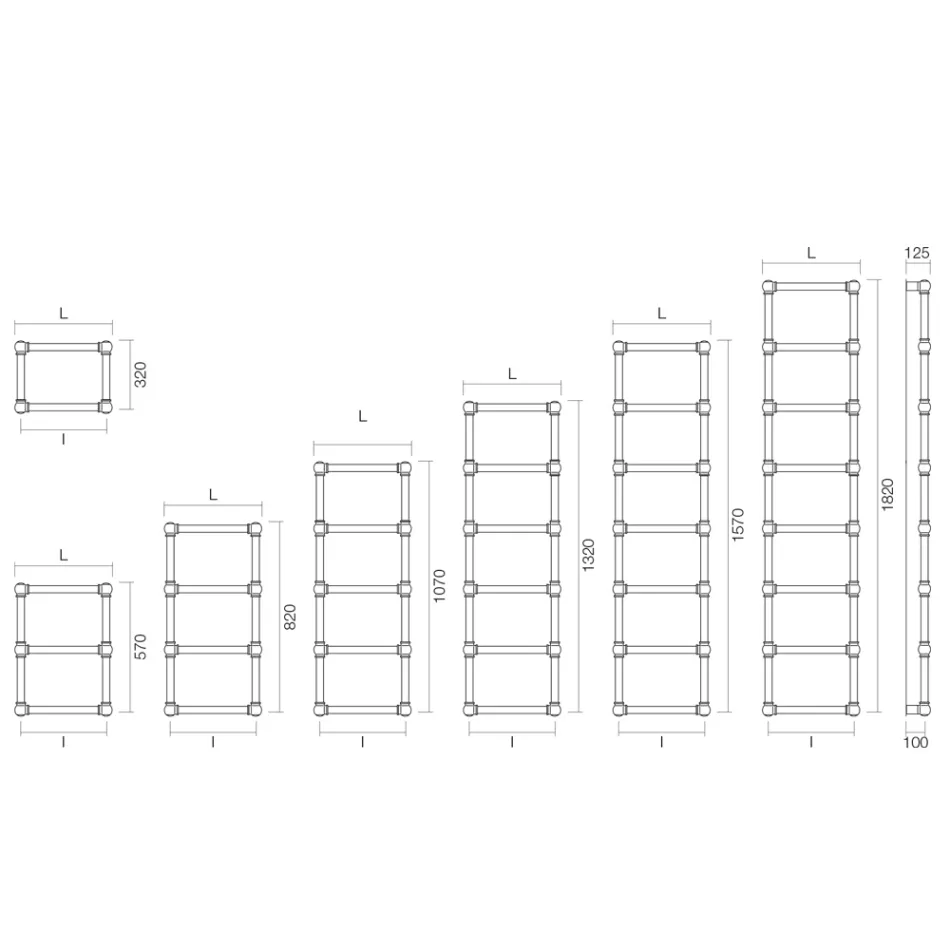Mixed Brass Towel Warmer with Connecting Balls Made in Italy - Ricotta Viadurini