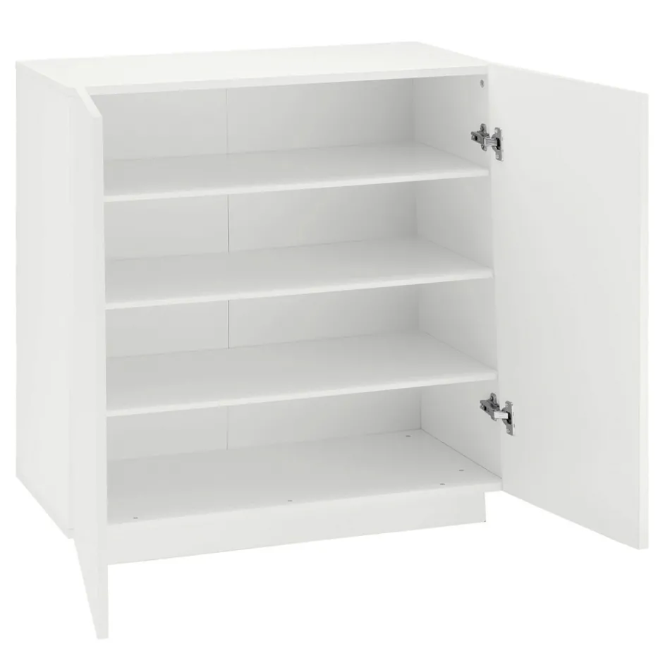 2-Door Shoe Cabinet in Sustainable White or Slate Melamine Wood - Joris Viadurini