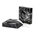 Caviar Box with Spoons in Carrara Marble Portoro - Jerry Viadurini