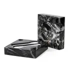 Caviar Box with Spoons in Carrara Marble Portoro - Jerry Viadurini