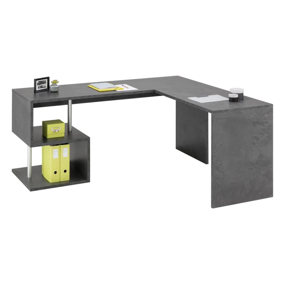 Modern Corner Desk Glossy White Wood or Slate Design - Michel Viadurini